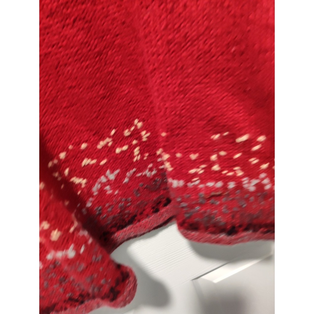 J Jill Sweater Red Gray V-Neck Embroidered Linen Lambswool Mohair size Medium - Picture 5 of 11